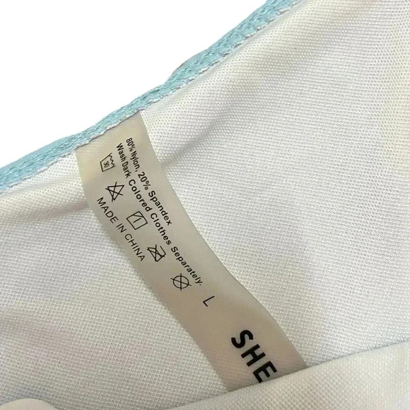 🌟 SHEIN Triangle Bikini Set Light Blue Adjustable Elastic Ties Swimwear Size L 🌟 - Picture 3 of 5